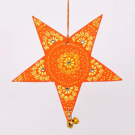 Handmade Wooden Star Christmas Hanging for Home Decor - Orange, Black, Blue, Pink